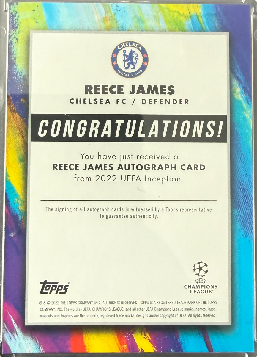 Reece James 2021-21 Topps Inception UEFA Star Quality Autographs Orange — back