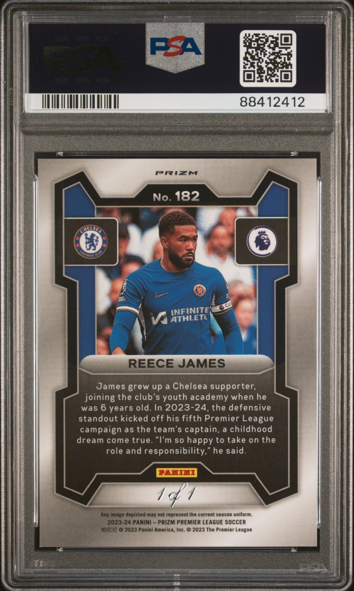 Reece James 2023-24 Panini Prizm Premier League Black Shimmer 1/1 — back