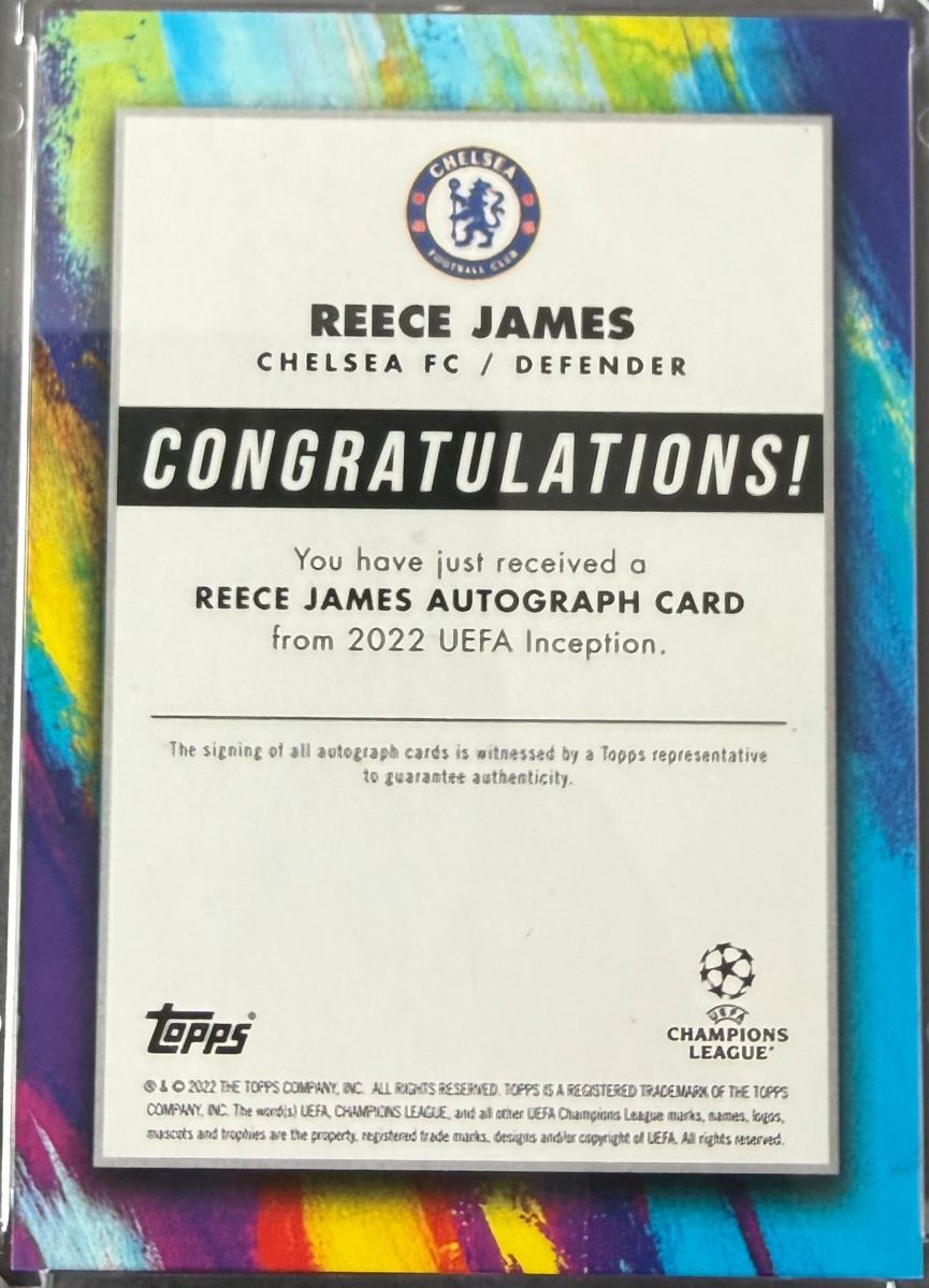Reece James 2021-21 Topps Inception UEFA Star Quality Autographs Purple — back