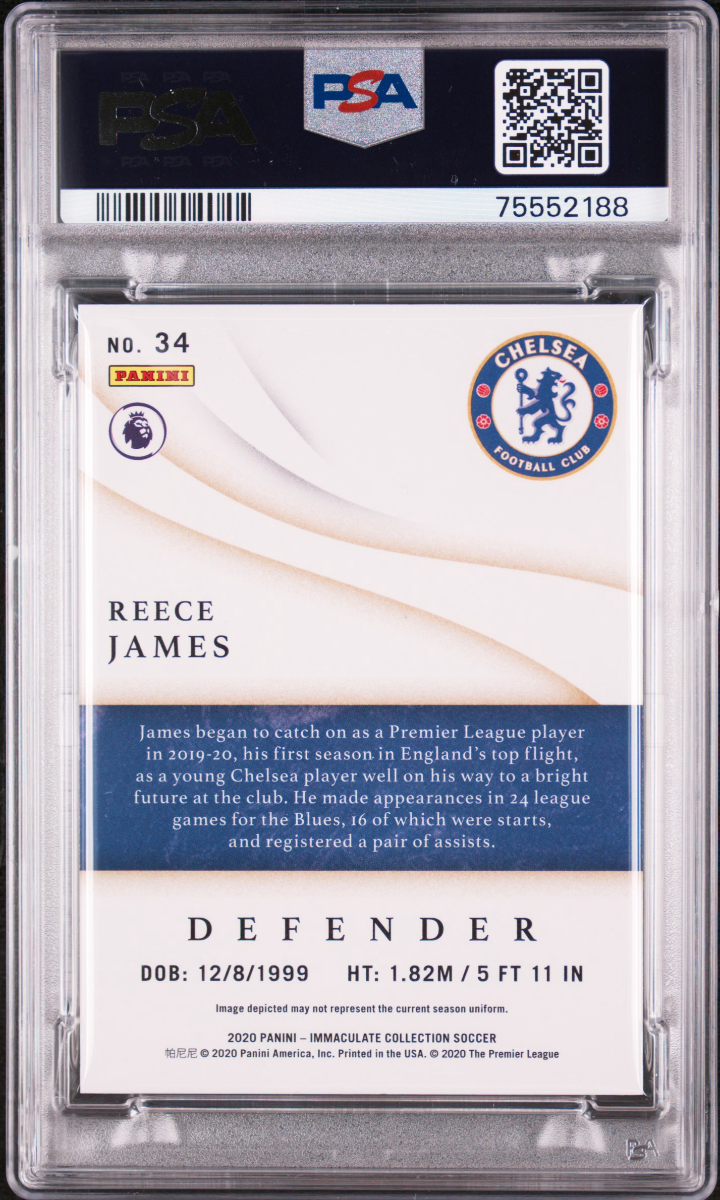 Reece James 2020 Panini Immaculate Collection Ruby — back