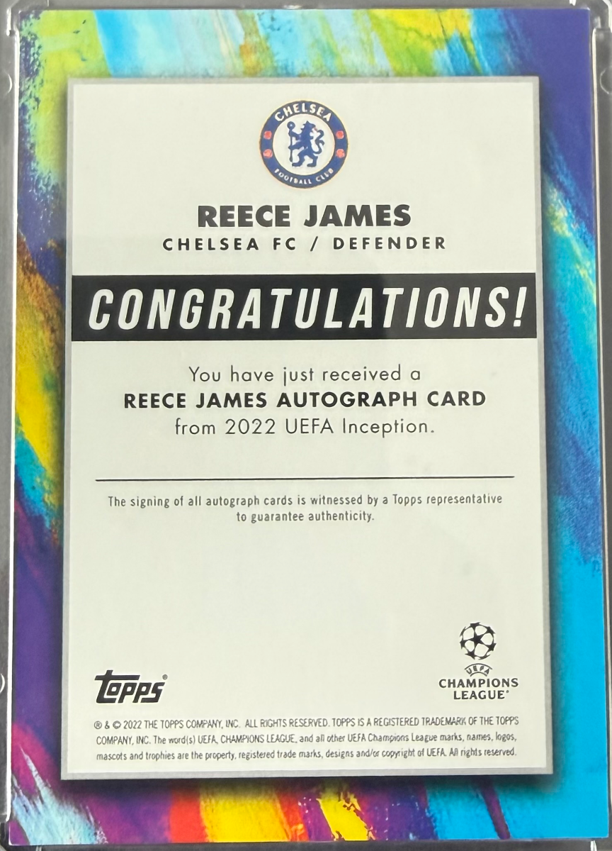 Reece James 2021-21 Topps Inception UEFA Star Quality Autographs Gold 1/1 — back