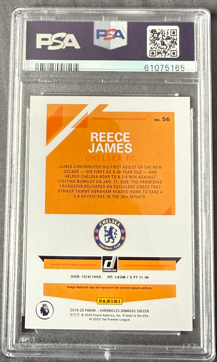 Reece James 2019 Panini Chronicles Donruss Premier League Press Proof Purple Laser — back