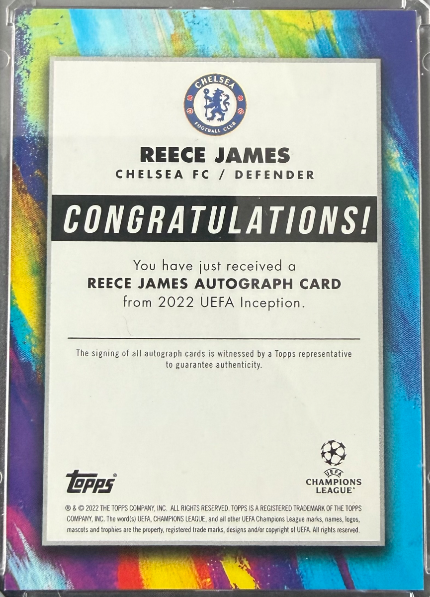 Reece James 2021-21 Topps Inception UEFA Star Quality Autographs Red — back