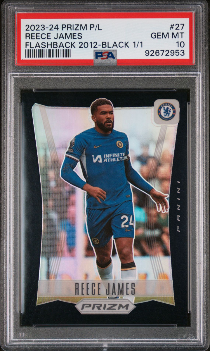 Reece James 2023-24 Panini Prizm Premier League Flashback 2012 Black 1/1