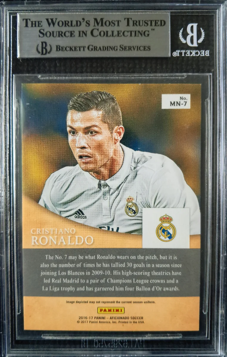 2016-17 Panini Aficionado Magic Numbers Artist's Proof Purple Cristiano Ronaldo  back