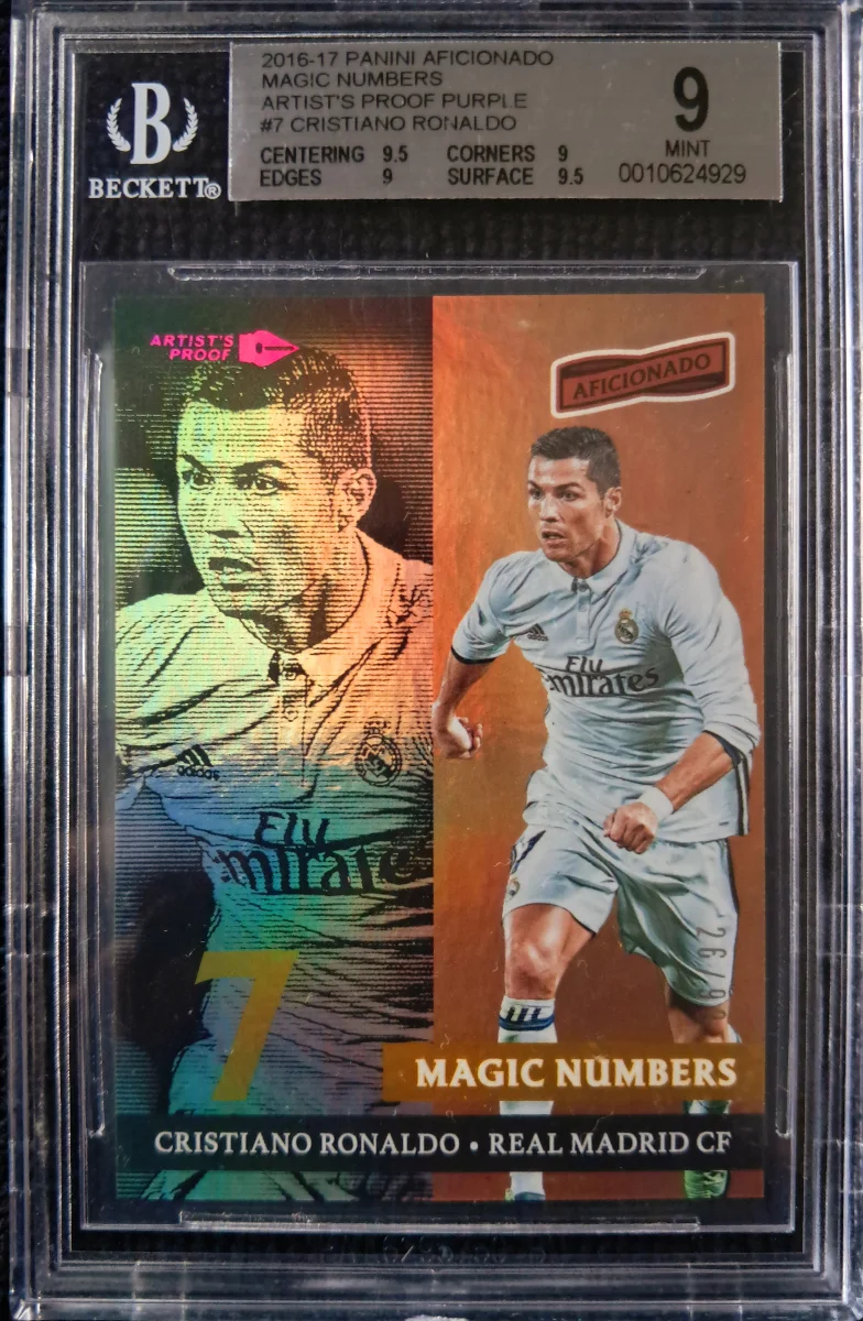 2016-17 Panini Aficionado Magic Numbers Artist's Proof Purple Cristiano Ronaldo 