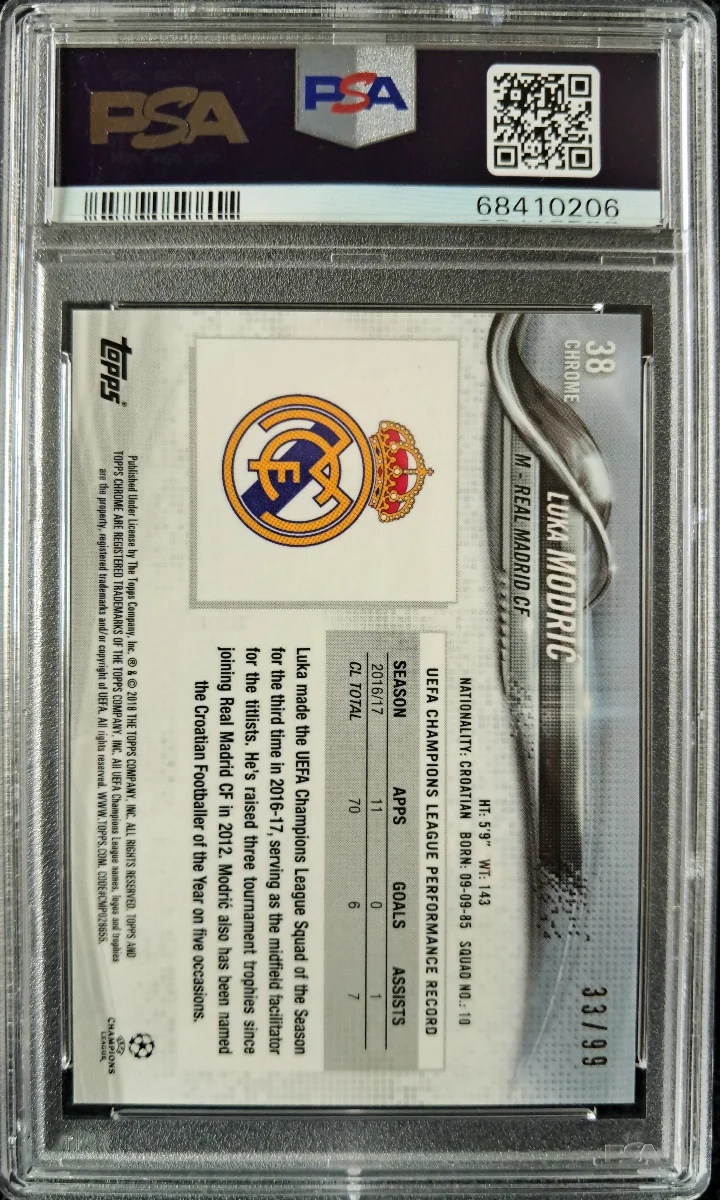 2017 Topps Chrome UCL Luka Modric Green Refractor  back