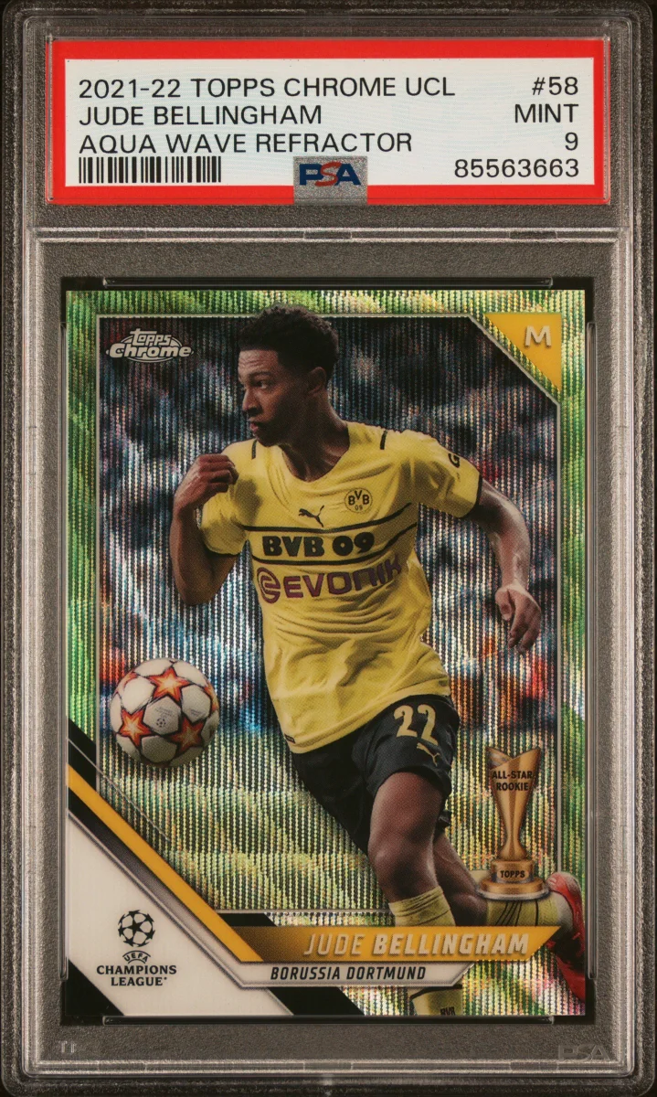 2021-22 Topps Chrome UCL Jude Bellingham Aqua Wave Refractor 