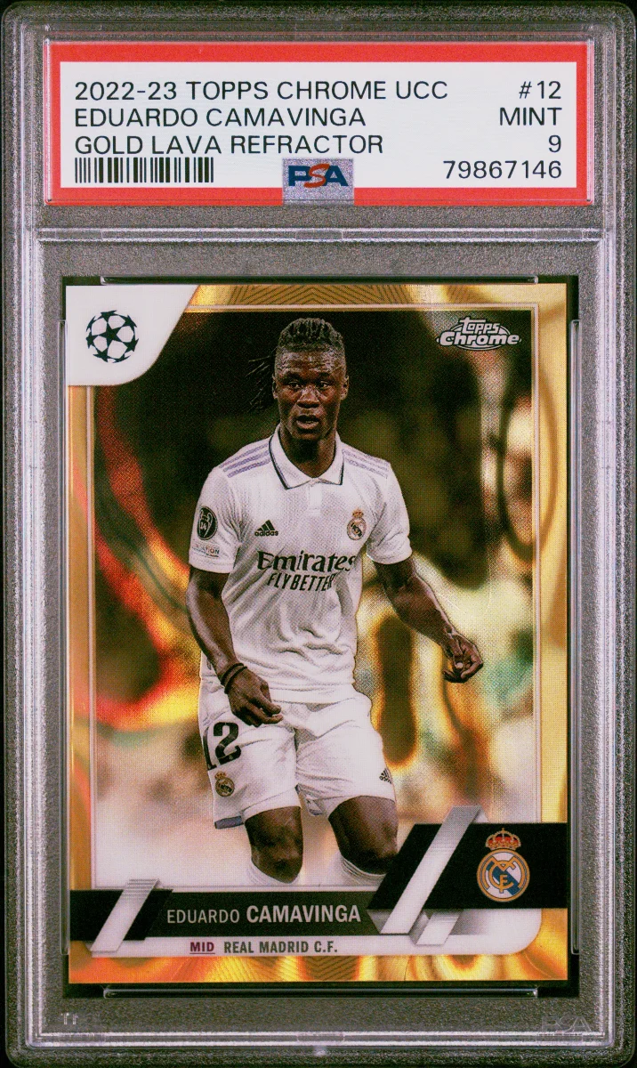 2022-23 Topps Chrome UCC Eduardo Camavinga Gold Lava Refractor 