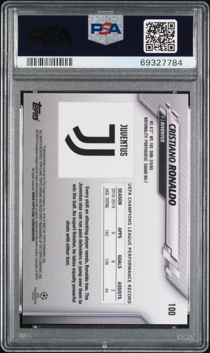 2019-20 Topps Chrome UCL Cristiano Ronaldo Gold Bubbles Refractor  back