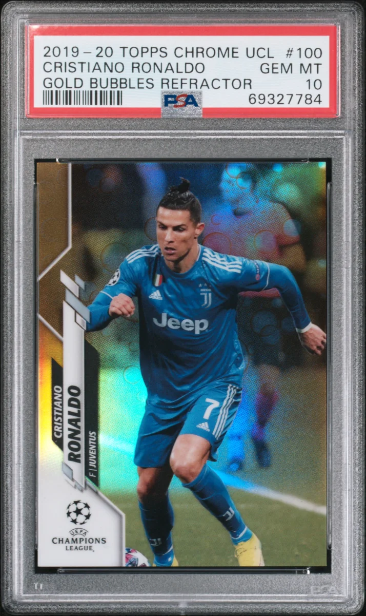 2019-20 Topps Chrome UCL Cristiano Ronaldo Gold Bubbles Refractor 