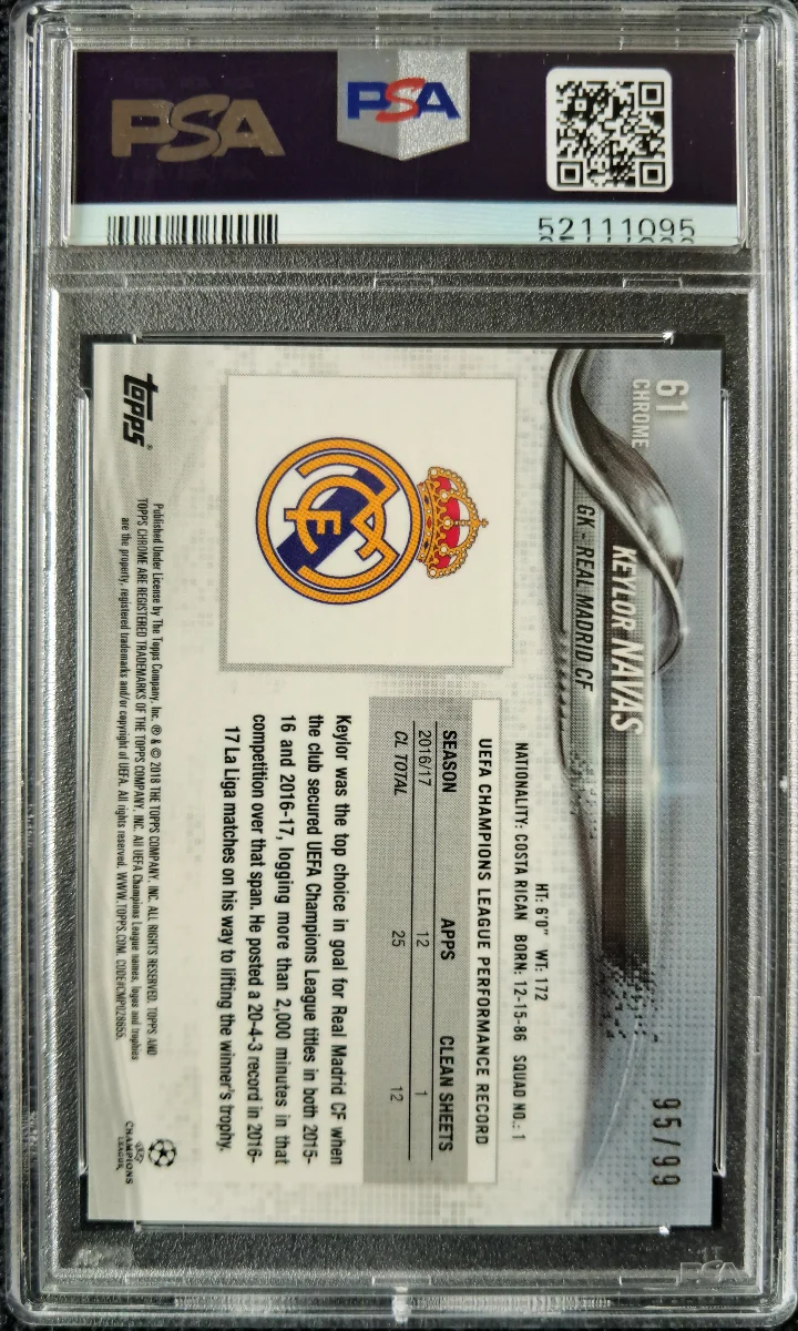 2017 Topps Chrome UCL Keylor Navas Green Refractor  back