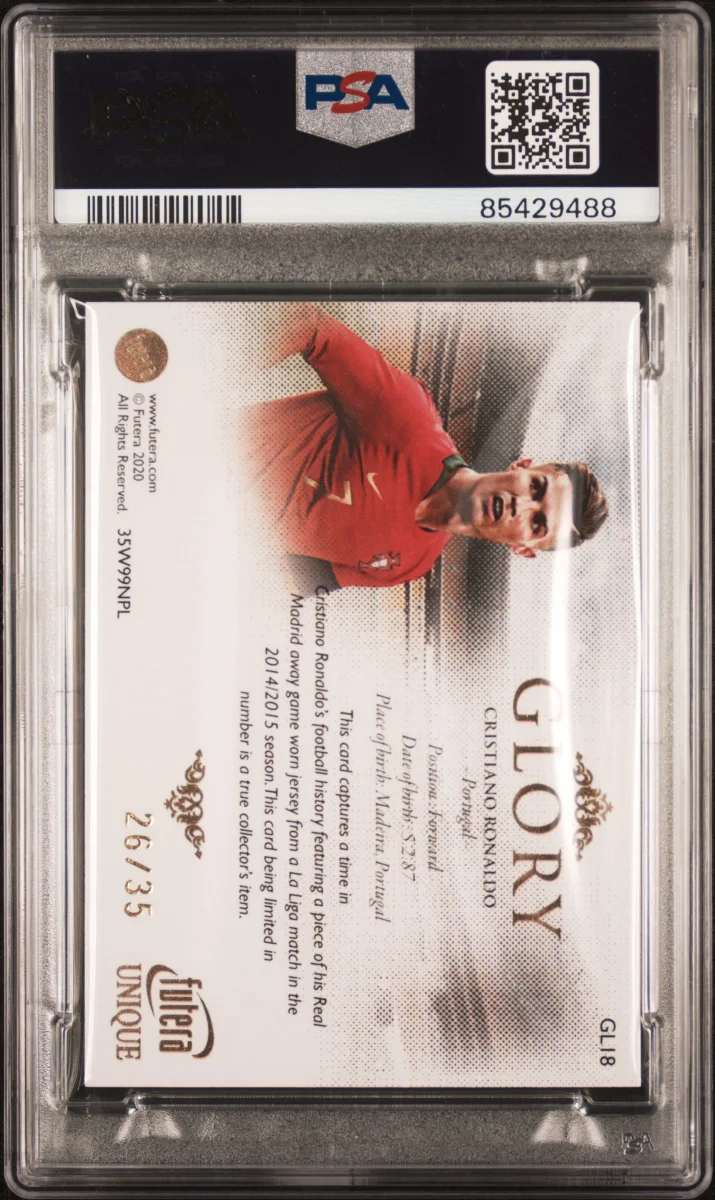 2020 Futera Unique WF Cristiano Ronaldo Glory Relics  back