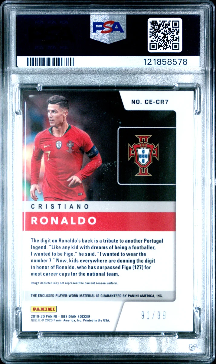 2019 Panini Obsidian Cristiano Ronaldo Cutting Edge Relics  back