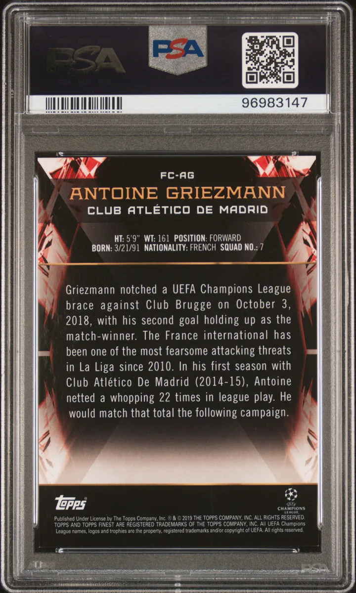 ANTOINE GRIEZMANN 2018 Champions League Finest Cornerstones — back