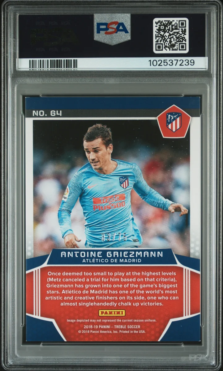 ANTOINE GRIEZMANN 2018 PANINI TREBLE | BLUE — back