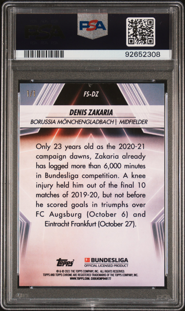 Denis Zakaria 2020 Topps Bundesliga Sapphire back