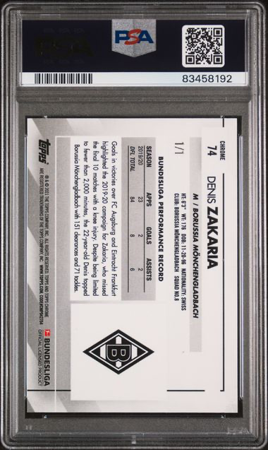Denis Zakaria 2020 Topps Bundesliga Chrome back
