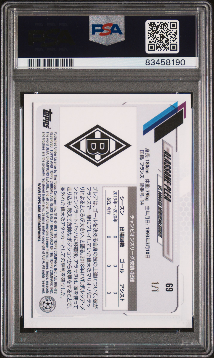 Alassane Plea 2020 Topps UCL Japan back