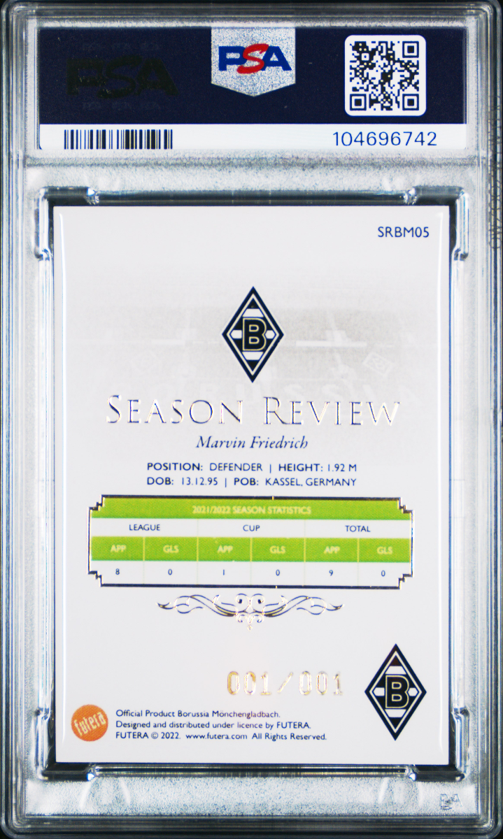 Marvin Friedrich 2021 Futera Season Review back