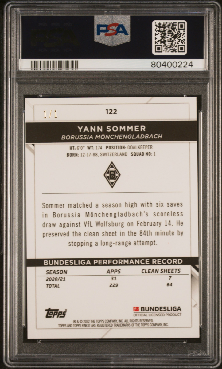 Yann Sommer 2021 Topps Bundesliga Finest back
