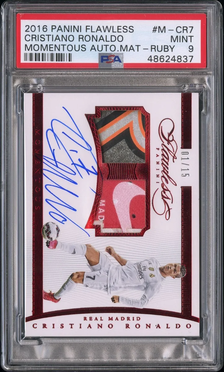 2015-16 PANINI FLAWLESS MOMENTOUS AUTOGRAPHED MEMORABILIA #MCR7 CRISTIANO RONALDO MOMENTOUS AUTO MEM-RUBY
