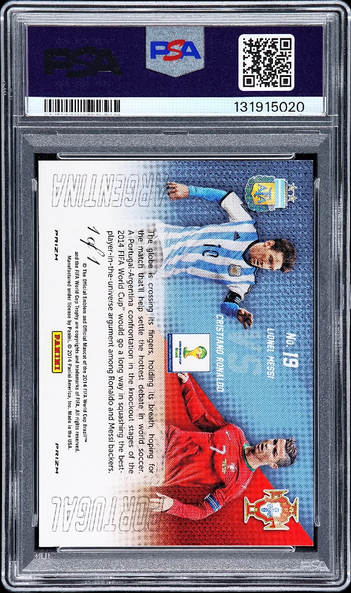 2014 PANINI PRIZM WORLD CUP MATCHUPS #19 C.RONALDO/L.MESSI MATCHUPS-BLACK PRIZM 1/1 back