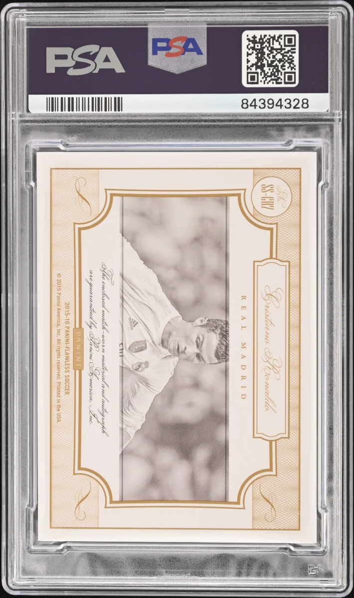 2015-16 PANINI FLAWLESS SOLE OF THE GAME SIGNATURES #SSCR7 CRISTIANO RONALDO SOLE/GAME SIG-EMERALD back