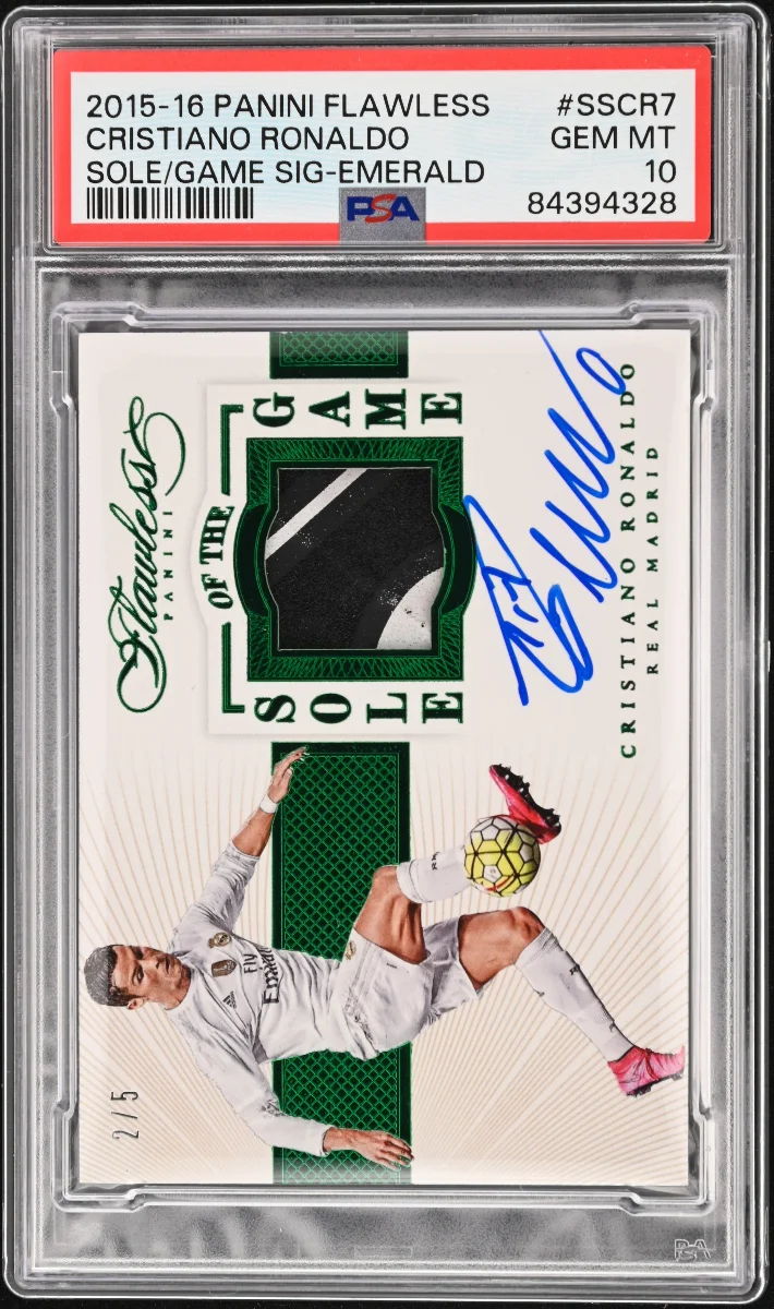 2015-16 PANINI FLAWLESS SOLE OF THE GAME SIGNATURES #SSCR7 CRISTIANO RONALDO SOLE/GAME SIG-EMERALD