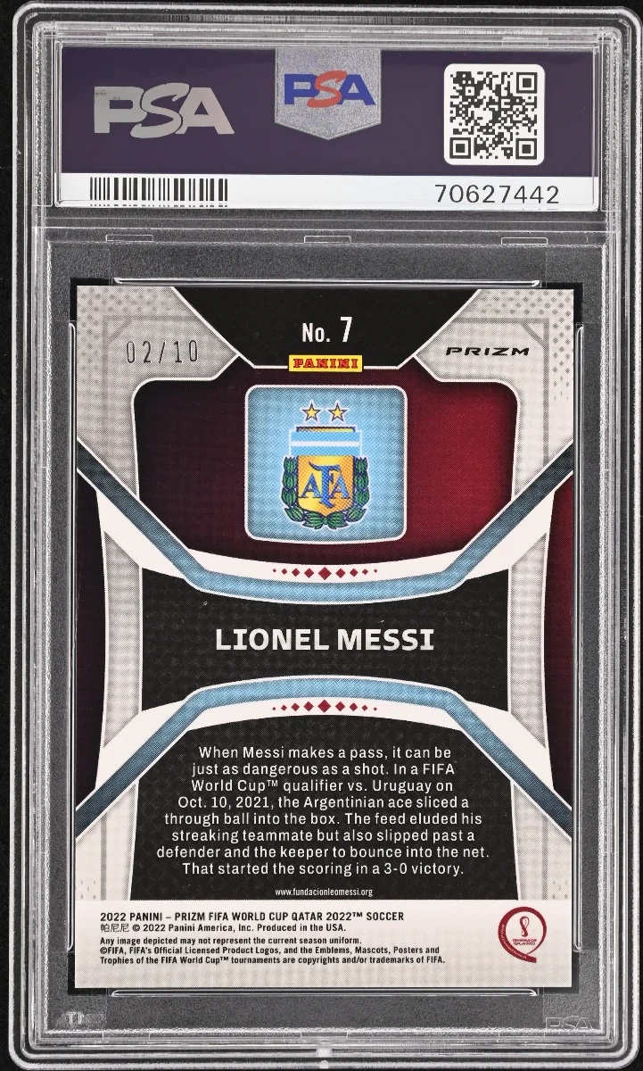 2022 PANINI PRIZM WORLD CUP QATAR #7 LIONEL MESSI GOLD PRIZM back