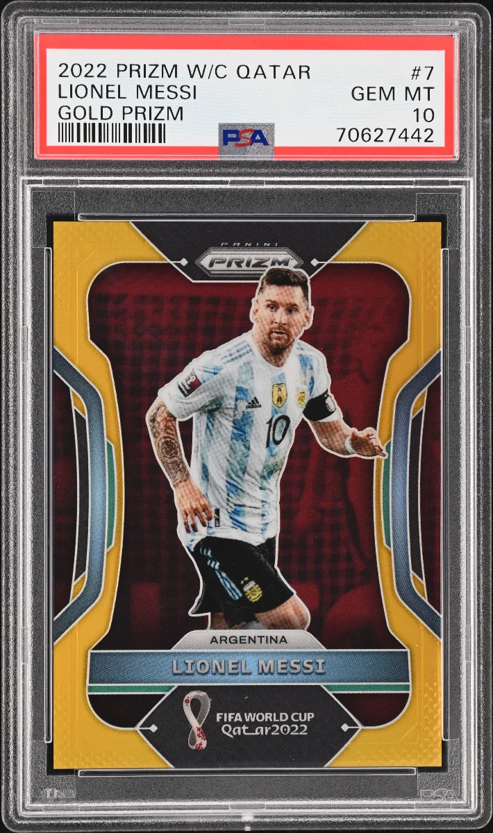 2022 PANINI PRIZM WORLD CUP QATAR #7 LIONEL MESSI GOLD PRIZM