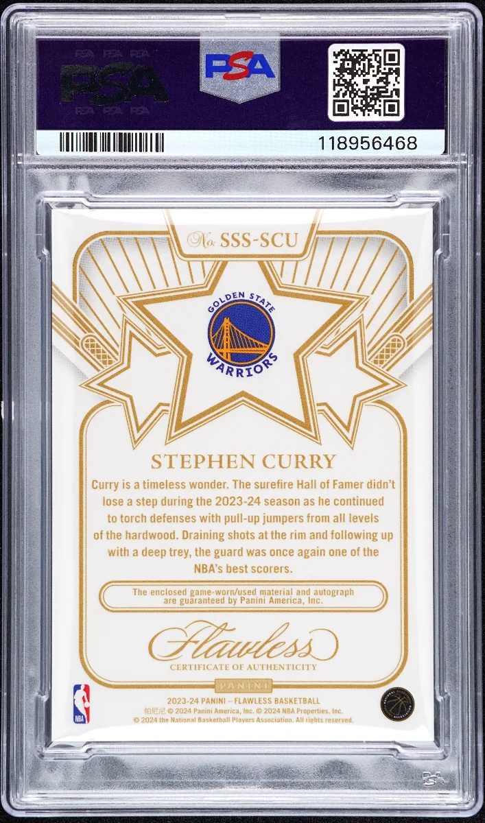 2023 PANINI FLAWLESS STAR SWATCH SIGNATURES #SSSSCU STEPHEN CURRY STAR SWATCH SIG-BLUE back