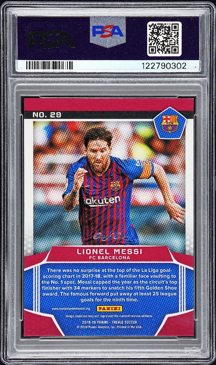 2018 PANINI TREBLE #29 LIONEL MESSI PLATINUM 1/1 back