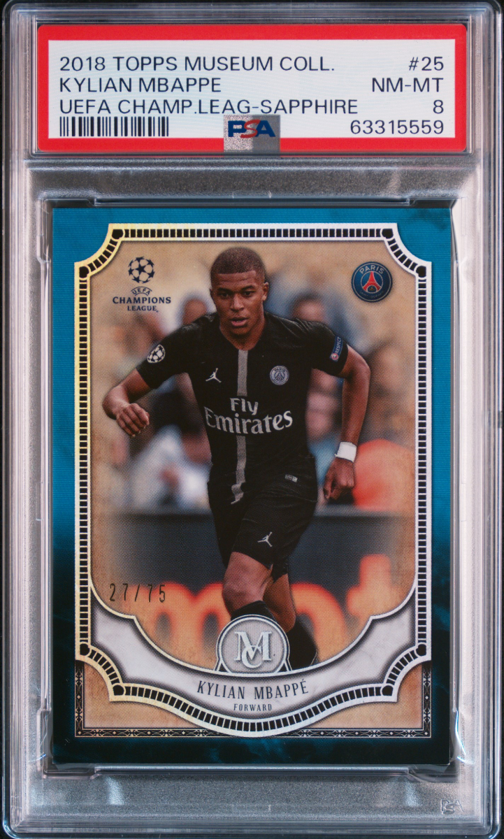 Kylian Mbappe Topps Museum UCL 2018 Sapphire PSA 8