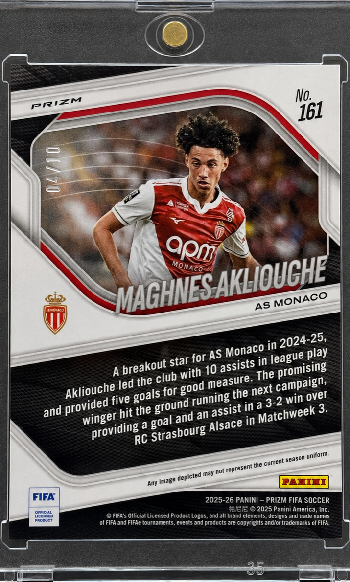 Maghnes Akliouche Panini Prizm FIFA 25/26 Gold Prizm — back