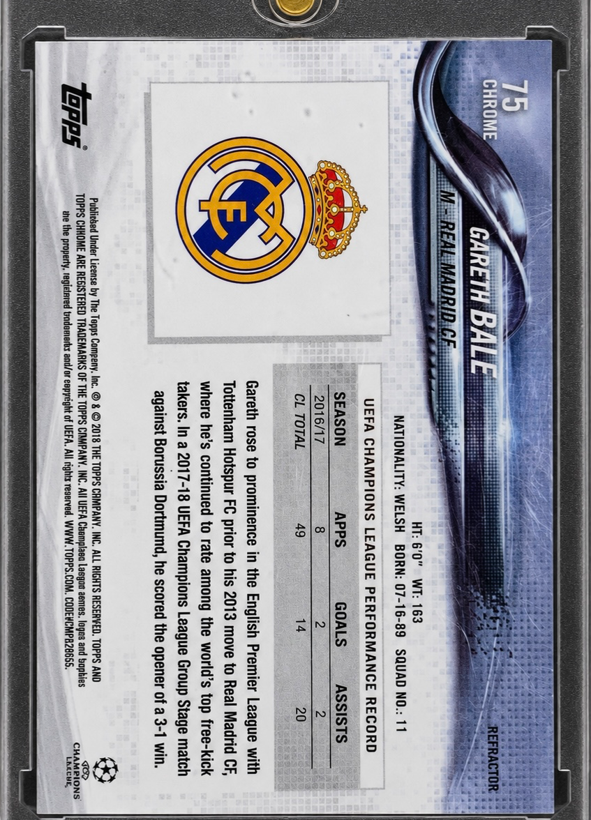 Gareth Bale Topps Chrome UCL 2017 Refractor — back