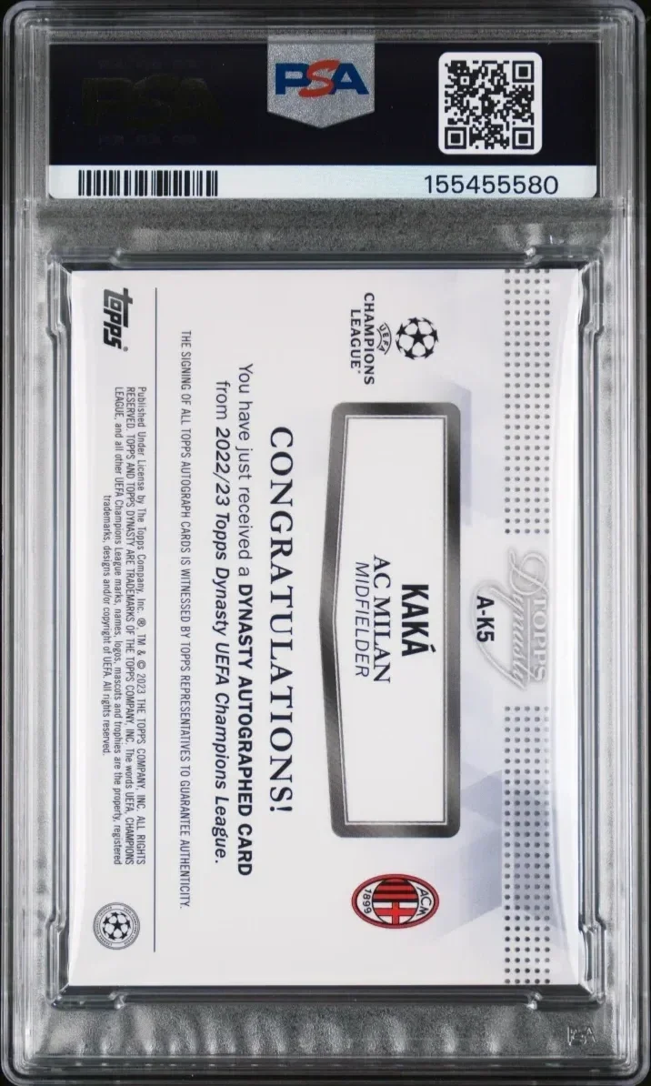 2022-23 TOPPS DYNASTY UEFA CHAMPIONS LEAGUE DYNASTY AUTOGRAPHS #K5 KAKA — back
