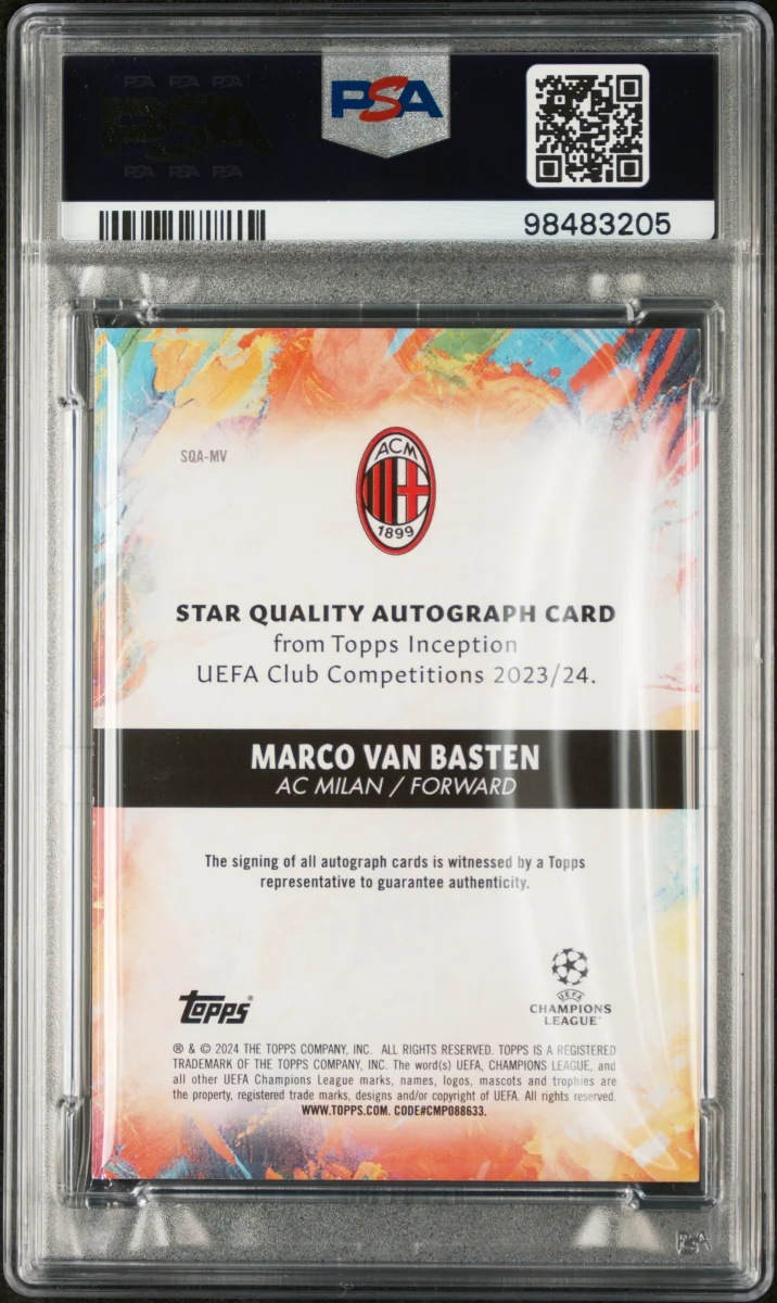 2023-24 TOPPS INCEPTION UEFA CLUB COMPETITIONS STAR QUALITY AUTOGRAPHS #MV MARCO VAN BASTEN STAR QUALITY AUTO-RED back