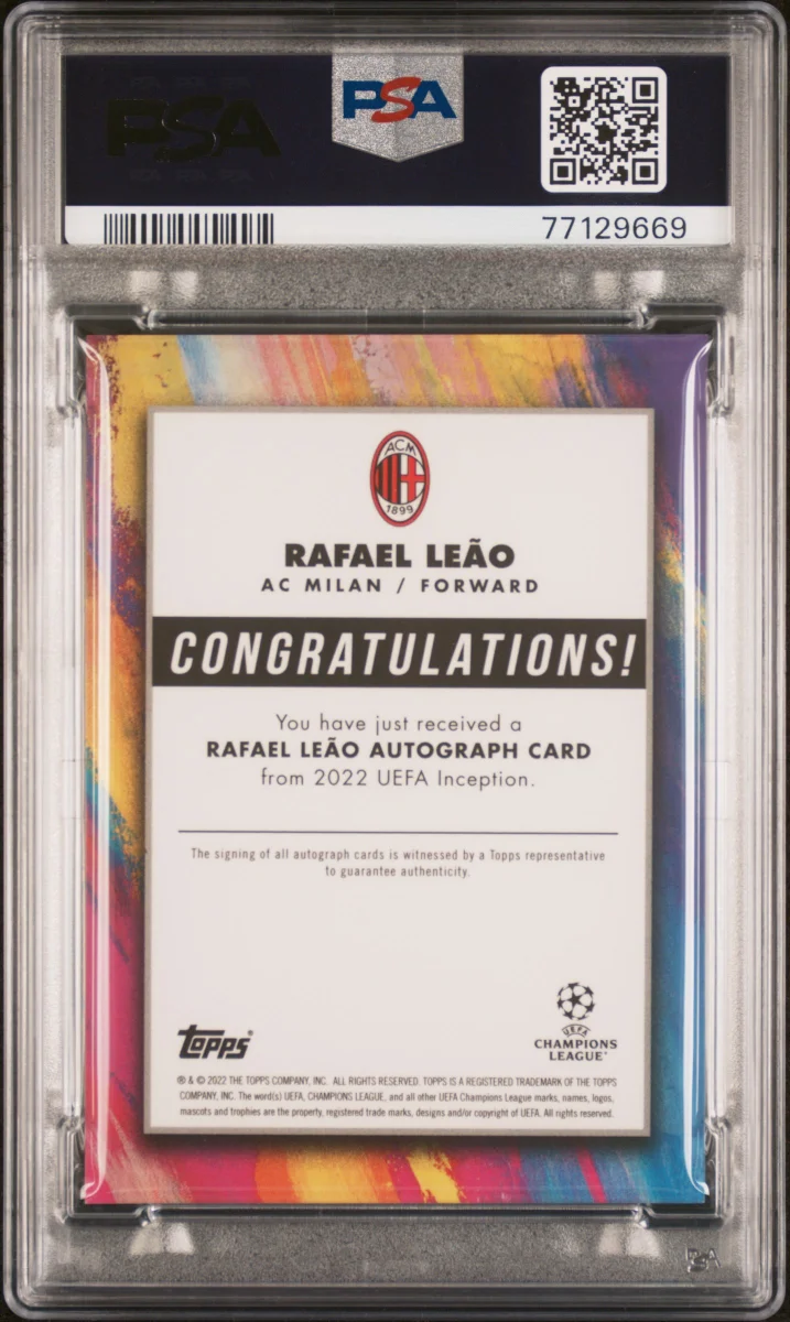 2021 TOPPS INCEPTION UEFA CLUB COMPETITIONS RAFAEL LEAO SP-AUTOGRAPH-RED back