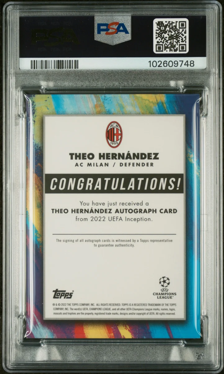 2021 TOPPS INCEPTION UEFA CLUB COMPETITIONS THEO HERNANDEZ STAR QUALITY-AU-RED back