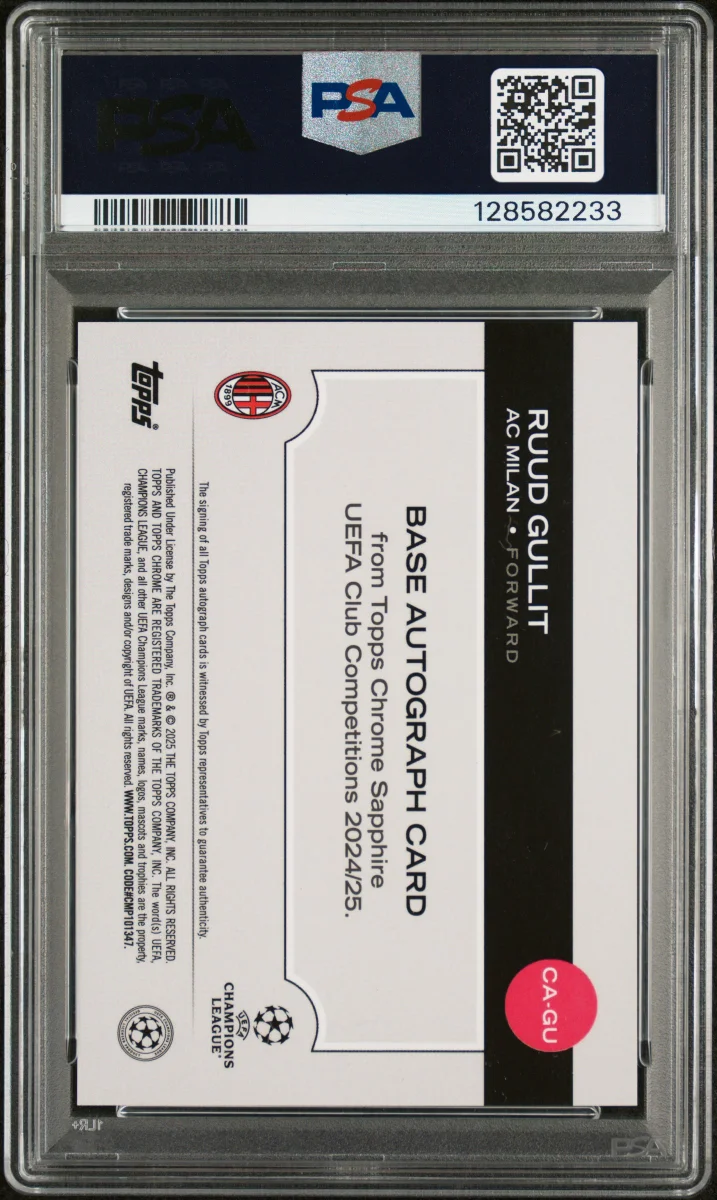2024-25 TOPPS CHROME SAPPHIRE EDITION UEFA CLUB COMPETITIONS AUTOGRAPHS #GU RUUD GULLIT AUTOGRAPH-RED back