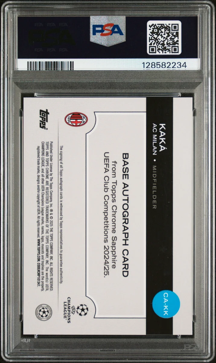 2024-25 TOPPS CHROME SAPPHIRE EDITION UEFA CLUB COMPETITIONS AUTOGRAPHS #KK KAKA AUTOGRAPH-RED back