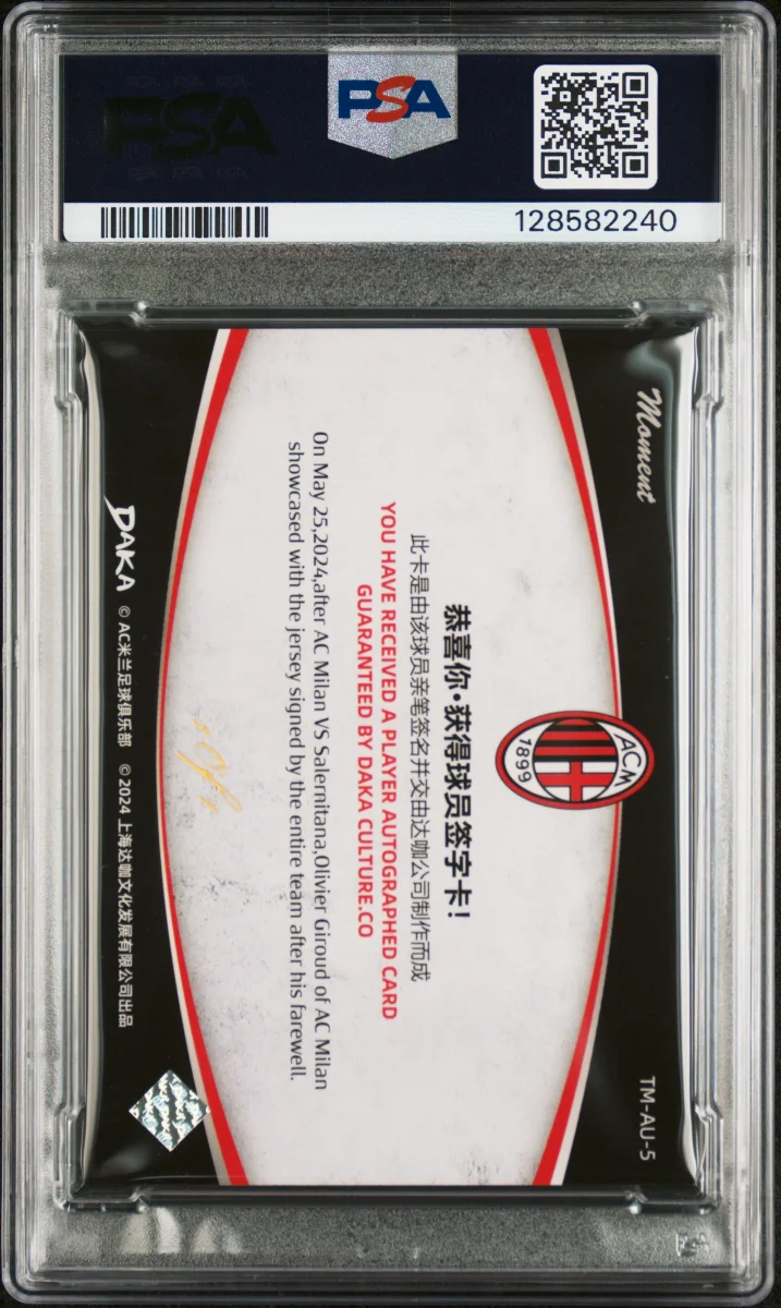 2023 DAKA AC MILAN ONE & TWO THE MOMENT AUTOGRAPHS #5 OLIVIER GIROUD THE MOMENT AU-PLAT.1/1 back