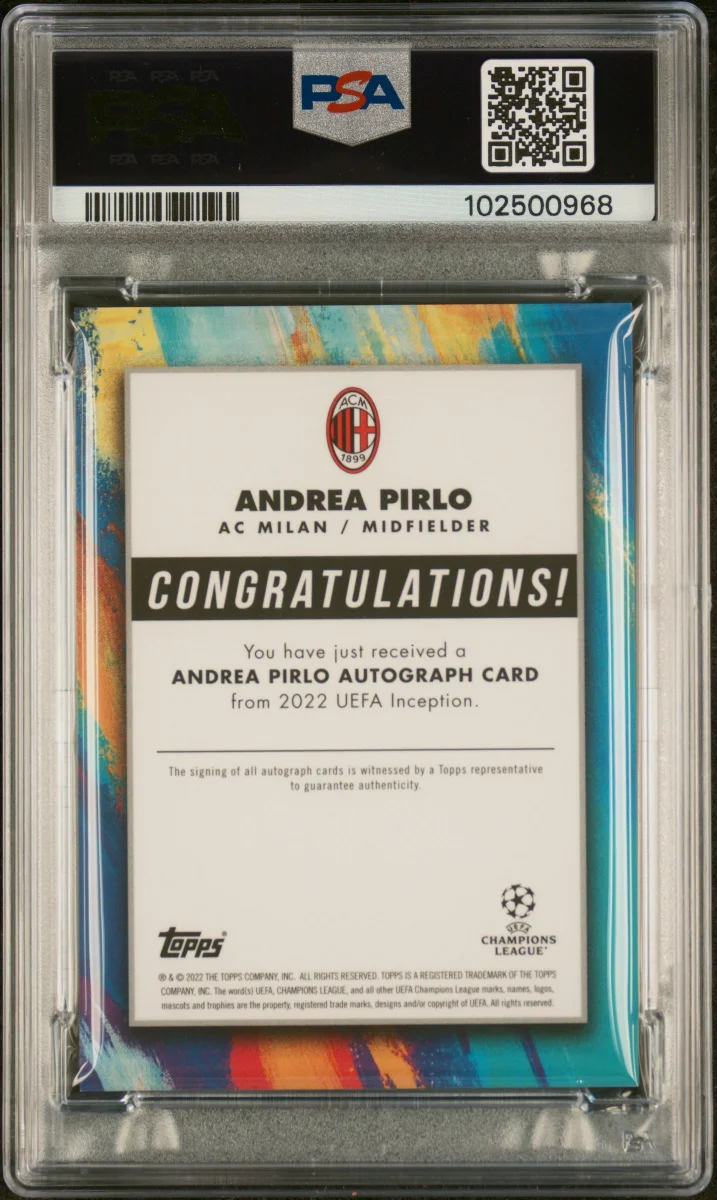 2021 TOPPS INCEPTION UEFA CLUB COMPETITIONS ANDREA PIRLO LEGACY-AUTOGRAPH-RED back