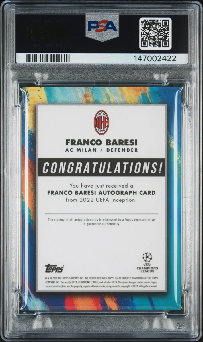 2021 TOPPS INCEPTION UEFA CLUB COMPETITIONS FRANCO BARESI LEGACY-AUTO-RED back