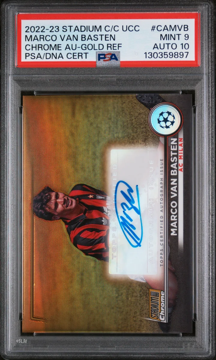 2022-23 TOPPS STADIUM CLUB CHROME UEFA CLUB COMPETITIONS CHROME AUTOGRAPHS #CAMVB MARCO VAN BASTEN CHROME AU-GOLD REF