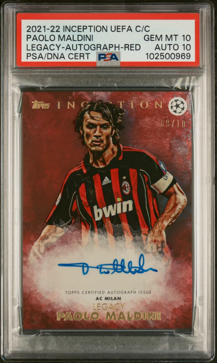 2021 TOPPS INCEPTION UEFA CLUB COMPETITIONS PAOLO MALDINI LEGACY-AUTOGRAPH-RED
