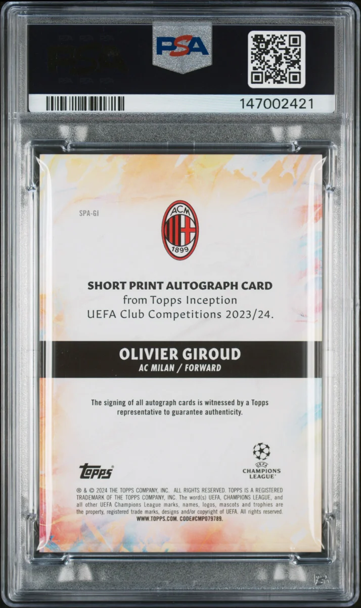 2023 TOPPS INCEPTION UEFA CLUB COMPETITIONS SHORT PRINT AUTOGRAPHS #GI OLIVIER GIROUD SP AUTOGRAPH-RED back