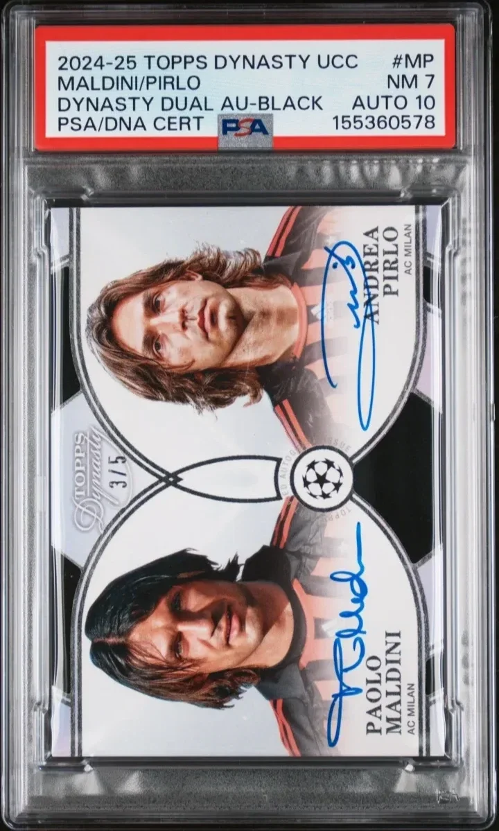 2024-2025 TOPPS DYNASTY UEFA CLUB COMPETITIONS DYNASTY DUAL AUTOGRAPHS #MP MALDINI/PIRLO DYNASTY DUAL AU-BLACK