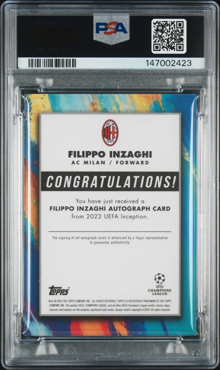 2021 TOPPS INCEPTION UEFA CLUB COMPETITIONS FILIPPO INZAGHI LEGACY-AUTO-RED back